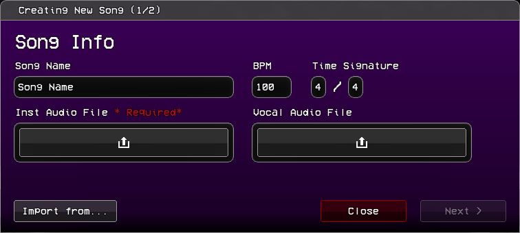 Song Info popup menu