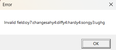 Error with invalid field